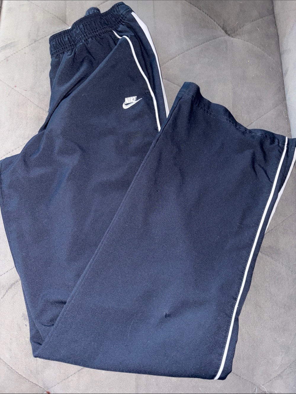 Nike Boys Navy Joggers with White Piping